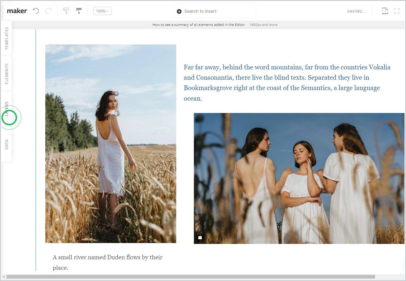 How to see a list of all elements added in the Editor — step 1