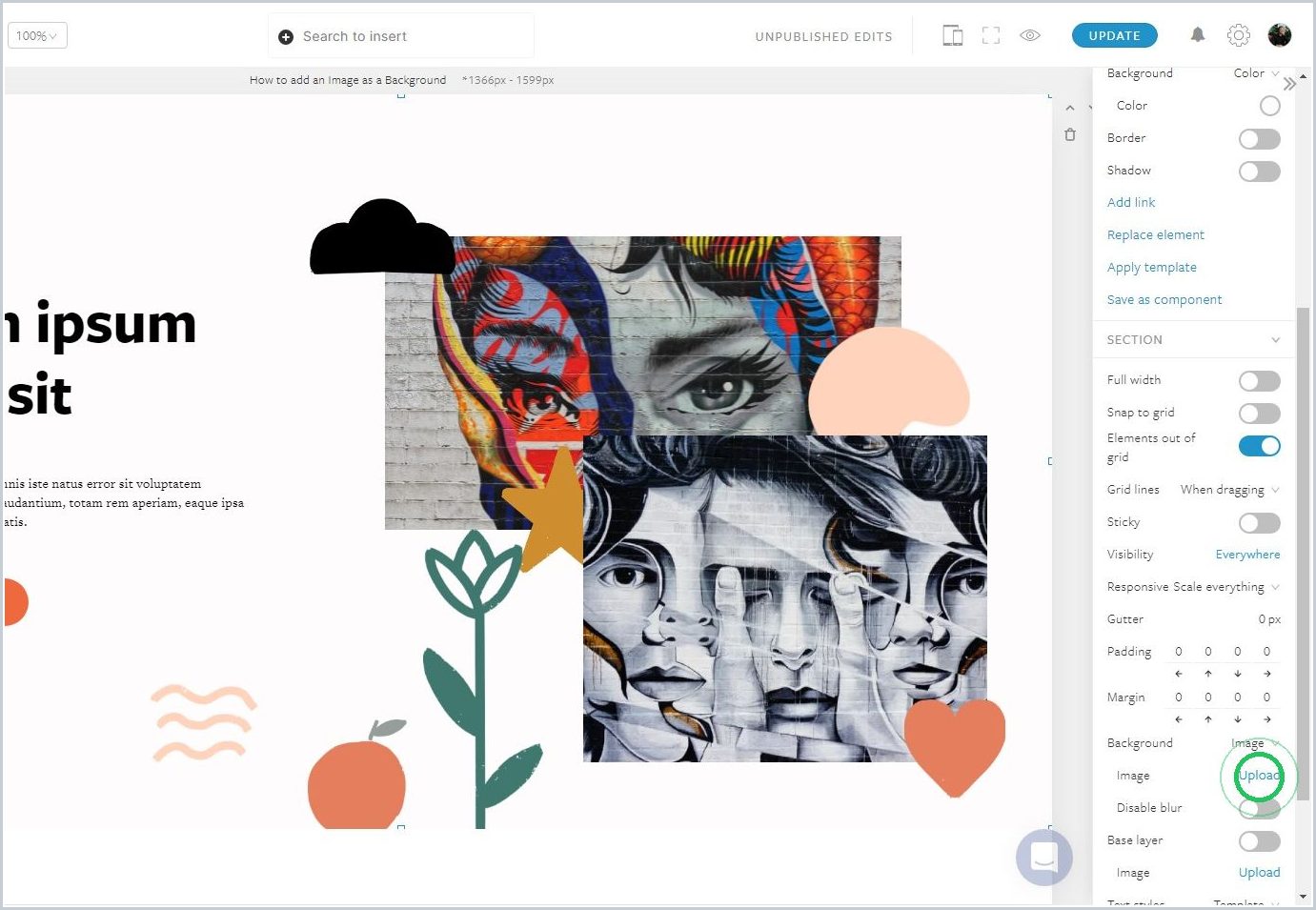How to add an Image as a Section Background — step 3