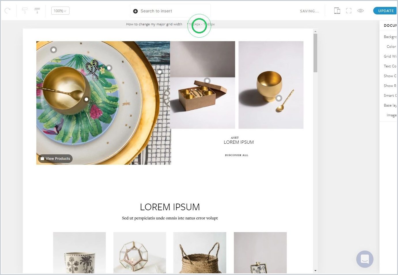 How to change the story's major grid width — step 3