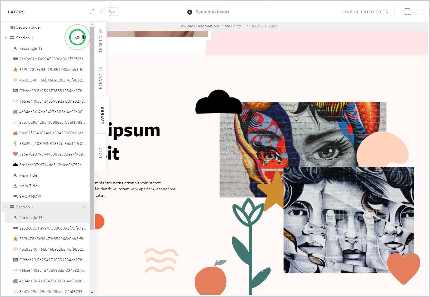 How can I Hide Sections in the Editor — step 7