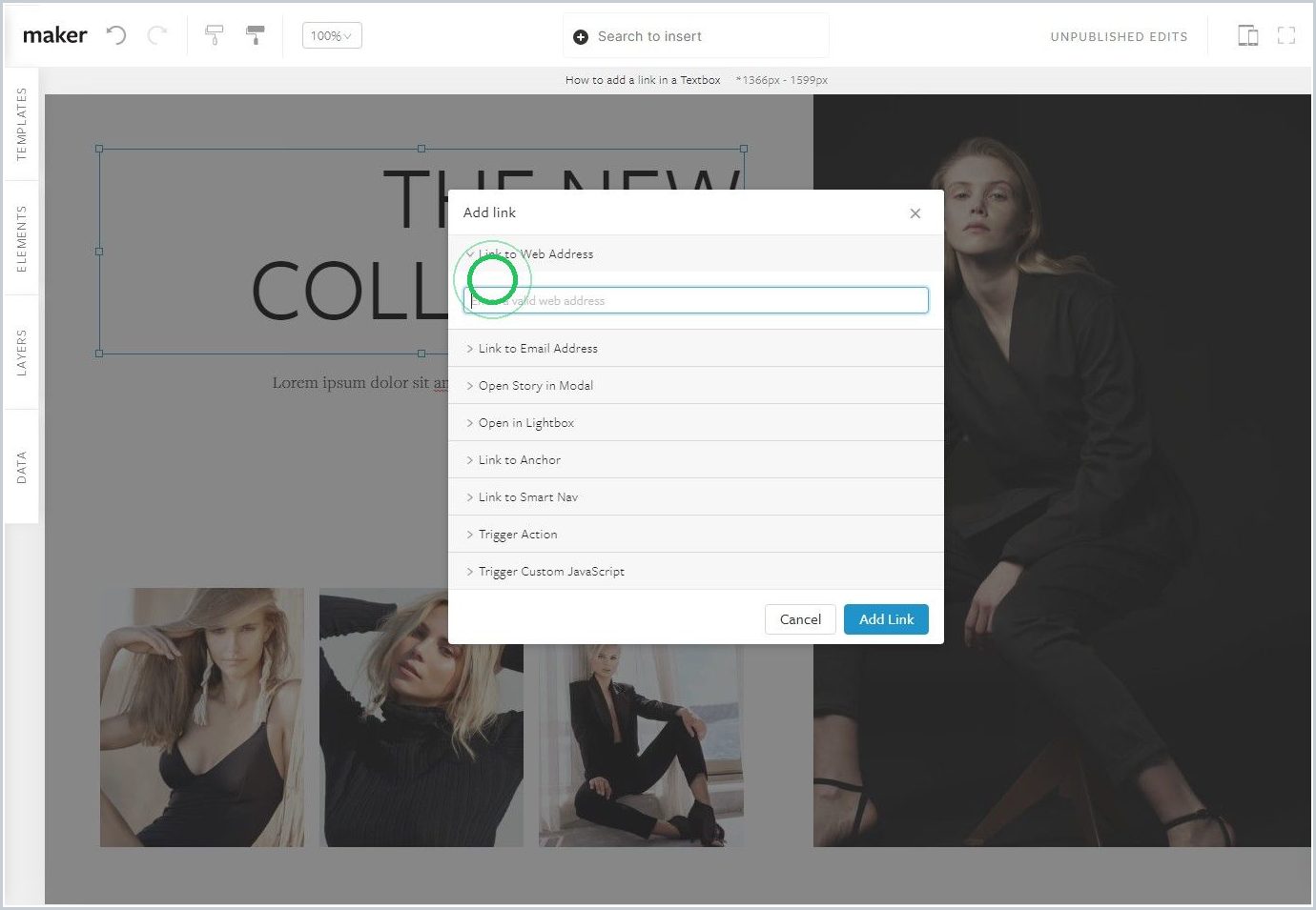 How to add a link in a Textbox — step 3