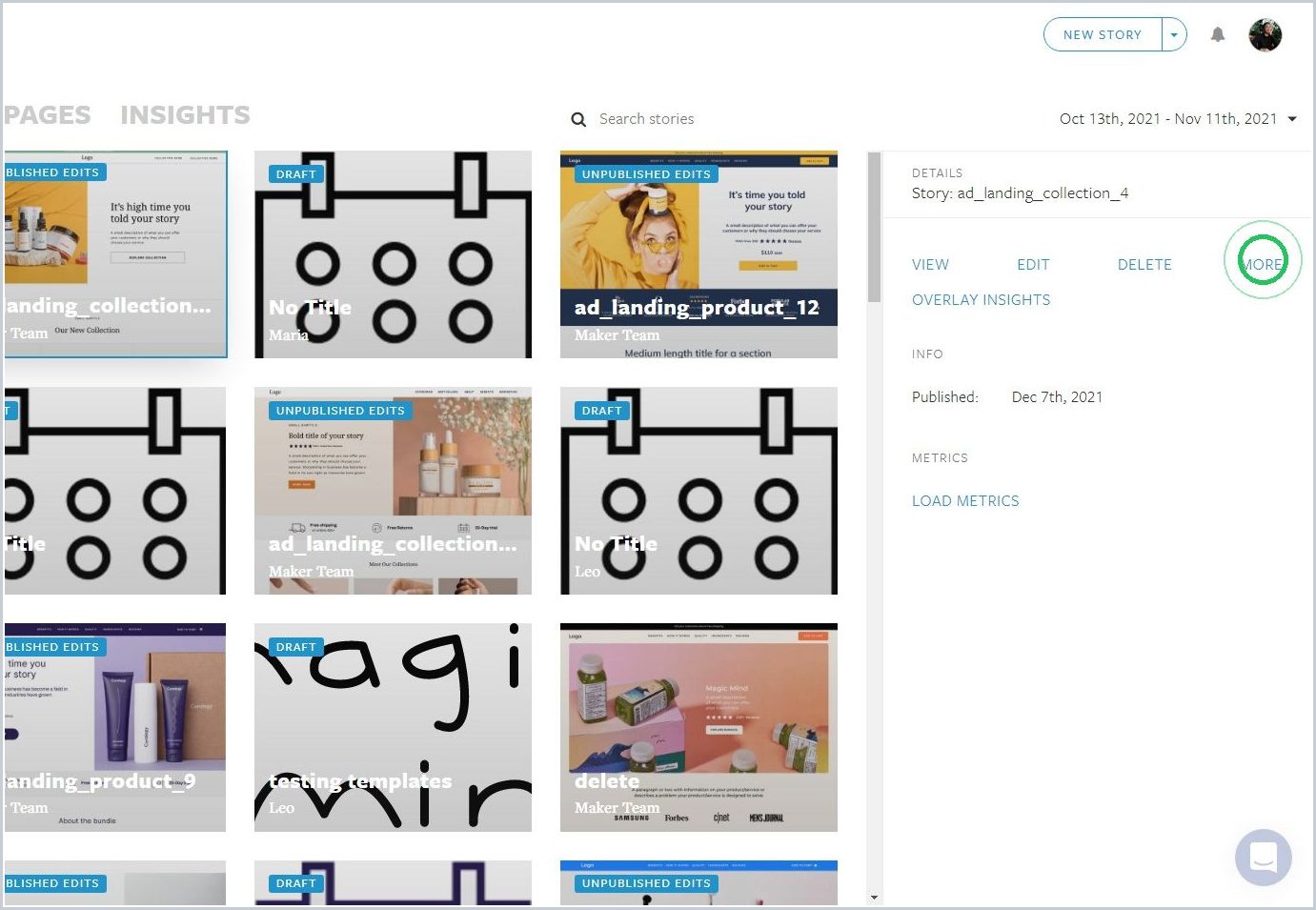 How can I organize my stories in Stories Manager — step 2
