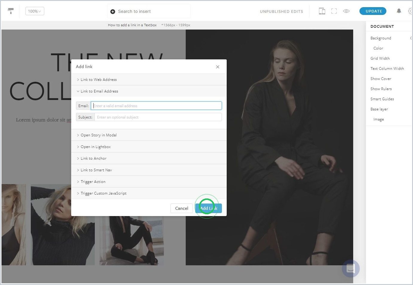 How to add a link in a Textbox — step 4