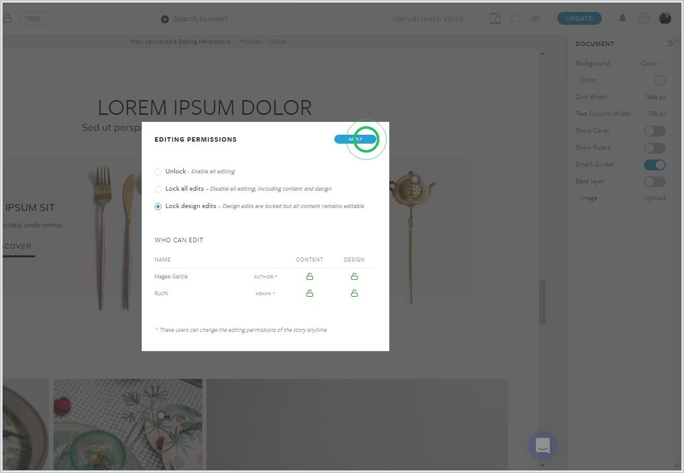 How can I control editing permissions — step 5