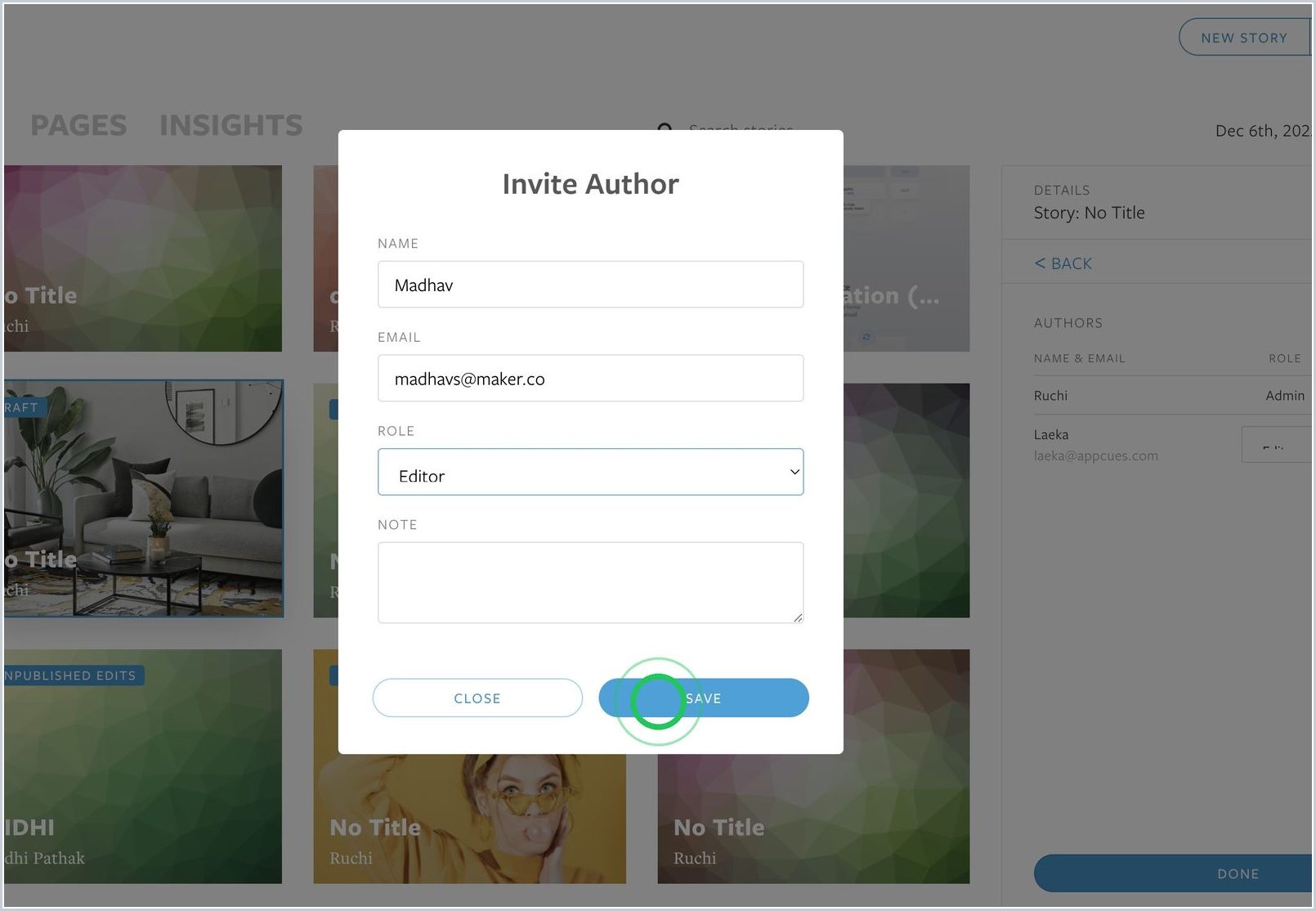 How do I invite someone to collaborate on a single story? — step 6
