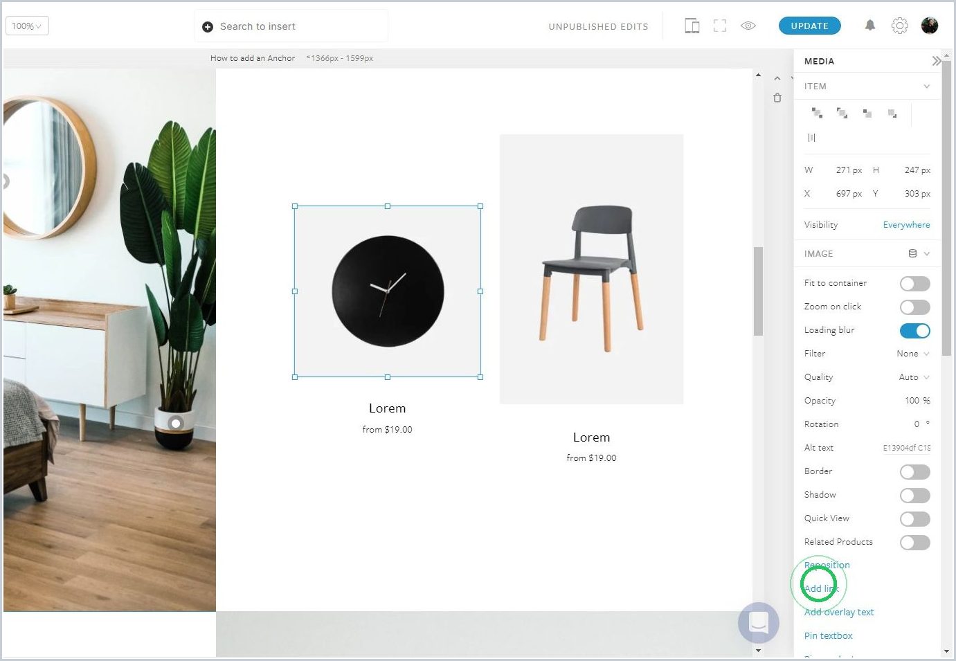 How to add an Anchor to a Section in the Story — step 4