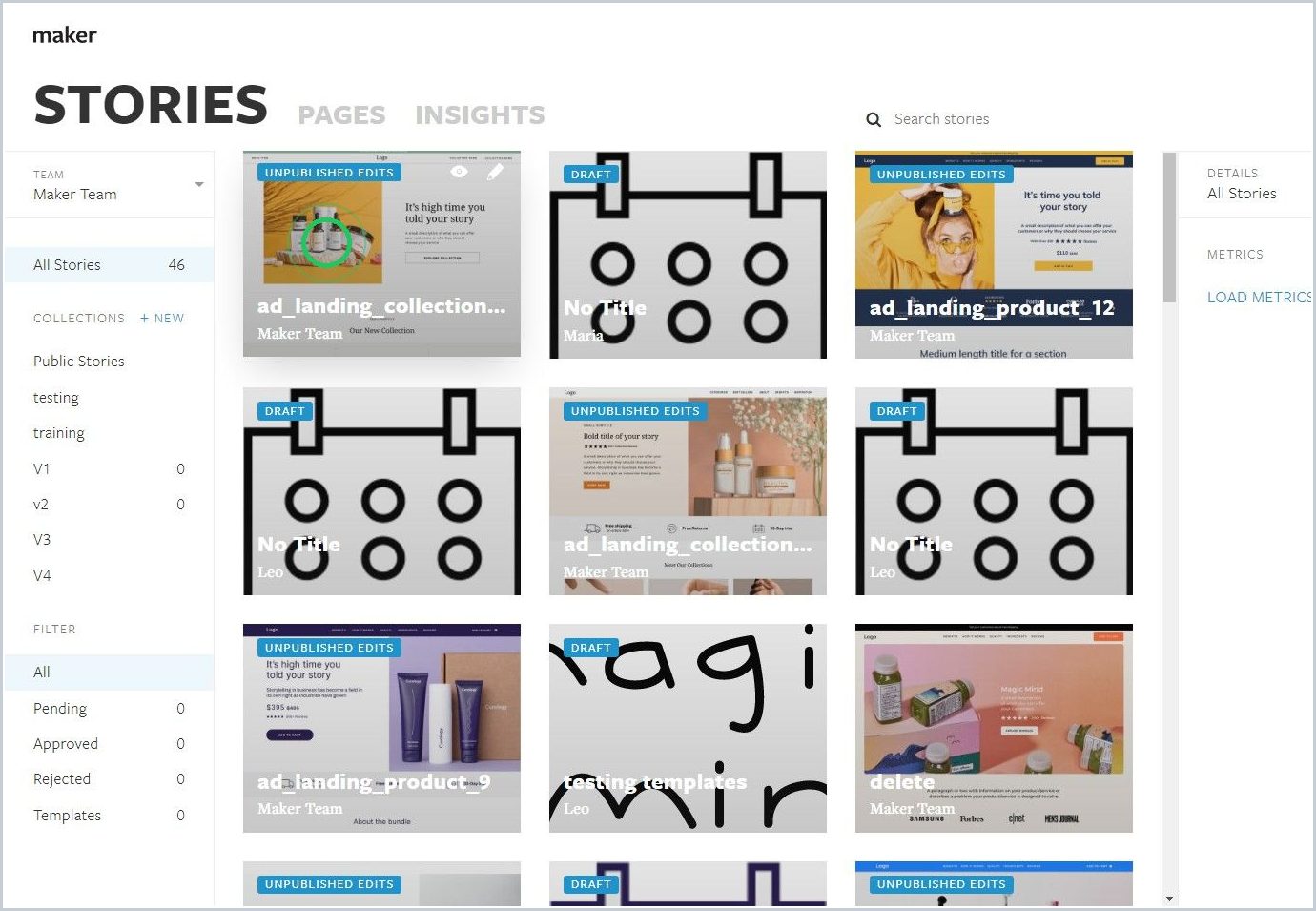 How can I organize my stories in Stories Manager — step 1