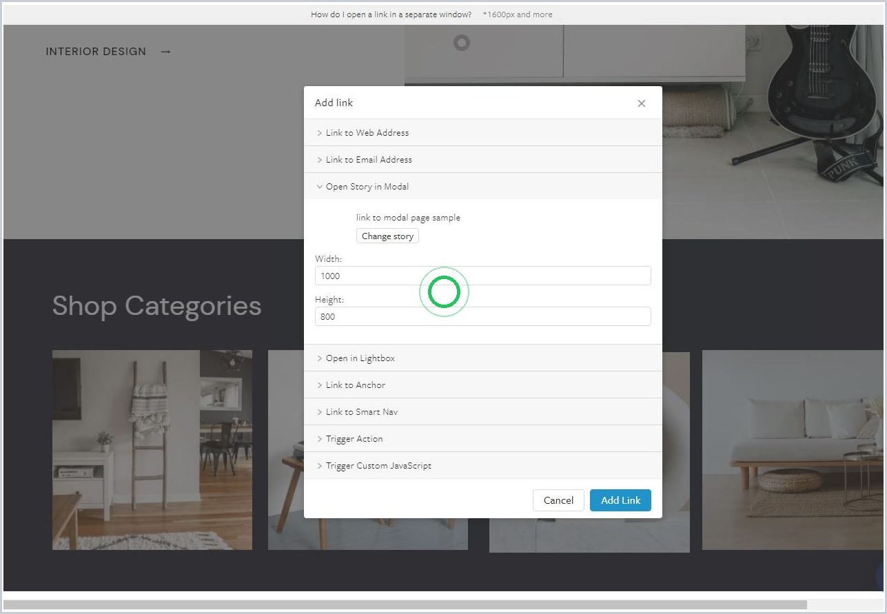 How do I open another Maker Story in a Modal — step 5