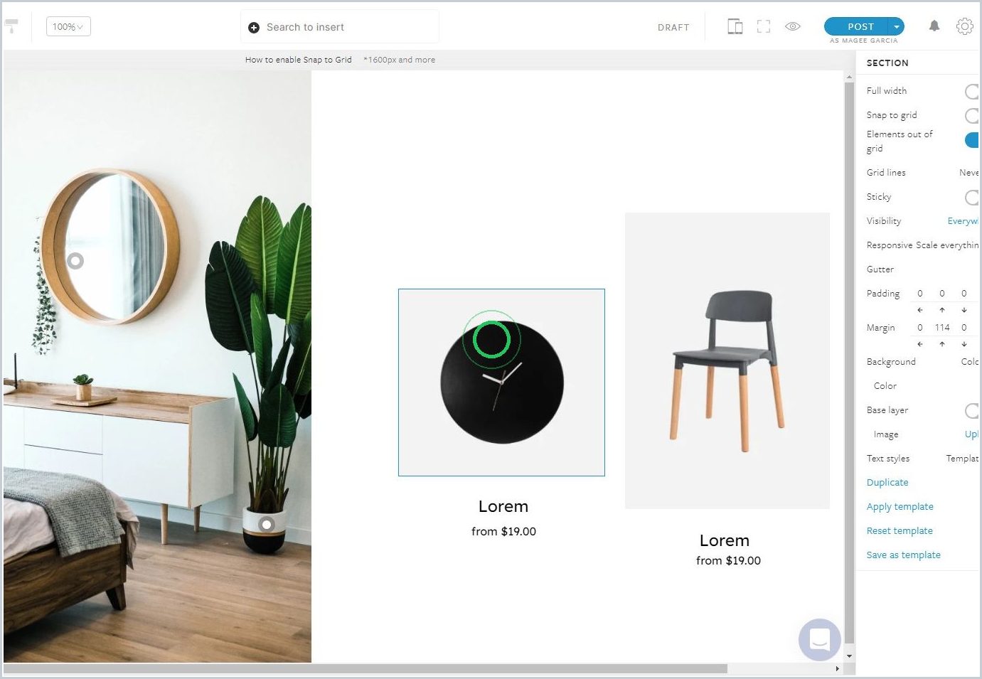 How to enable Snap to Grid — step 1