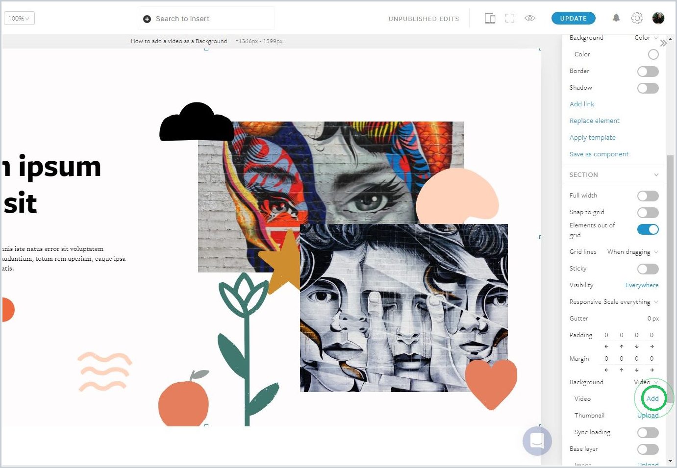 How to add a video as a Section Background — step 4