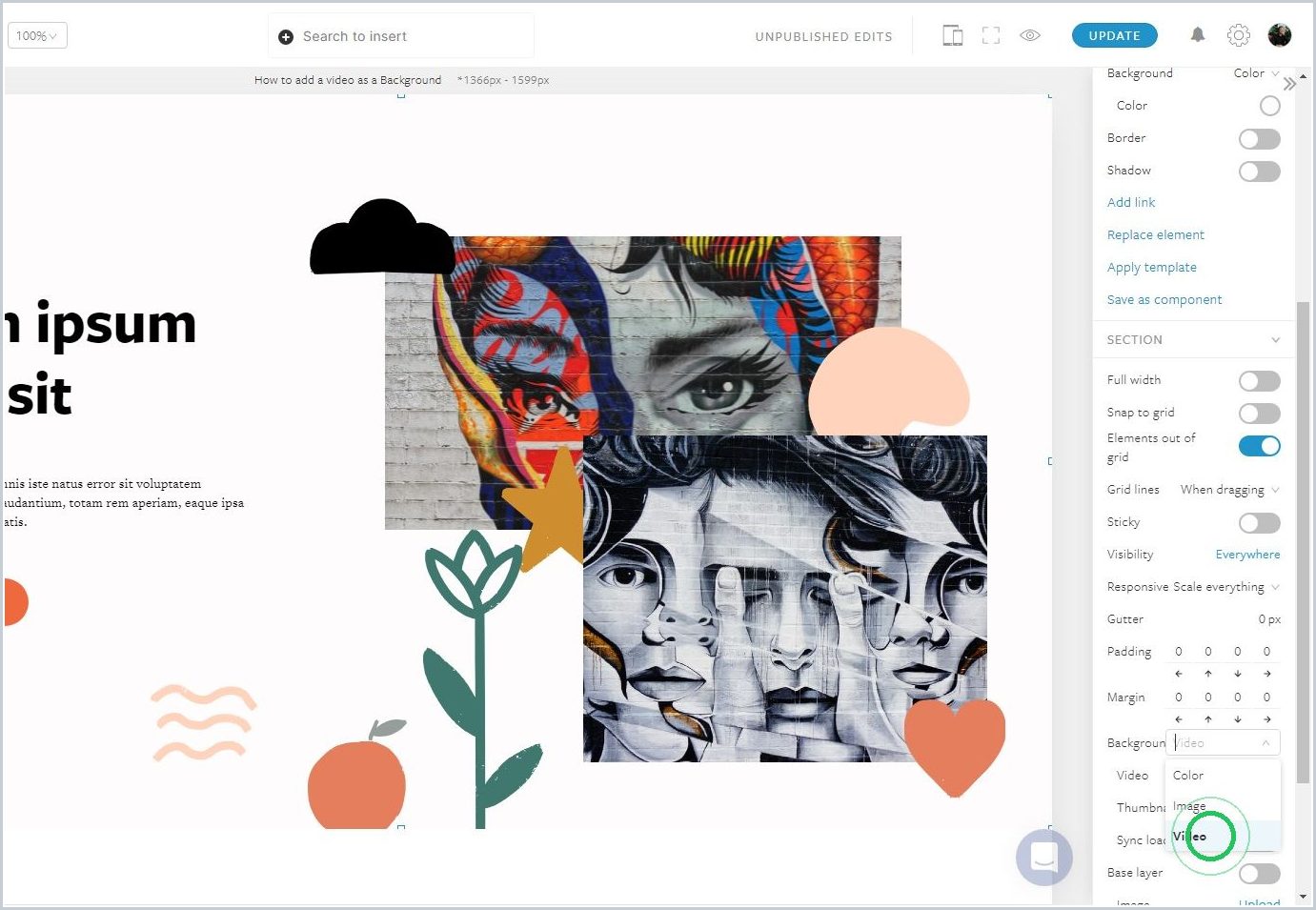 How to add a video as a Section Background — step 3