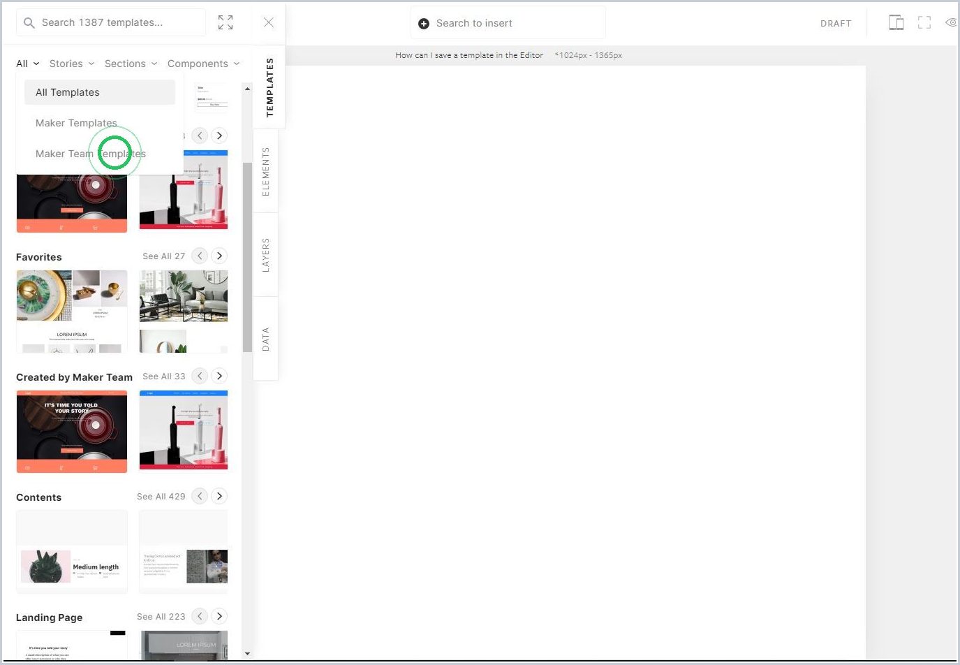 How can I save a section as a template in the Editor — step 6
