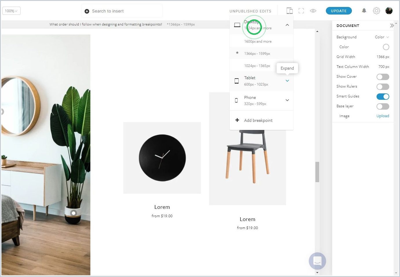 What order should I follow when designing and formatting breakpoints? — step 4