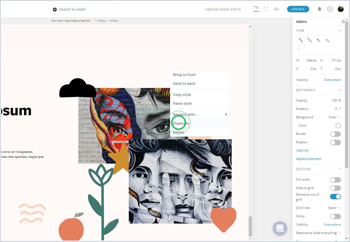 How can I duplicate a Section — step 5