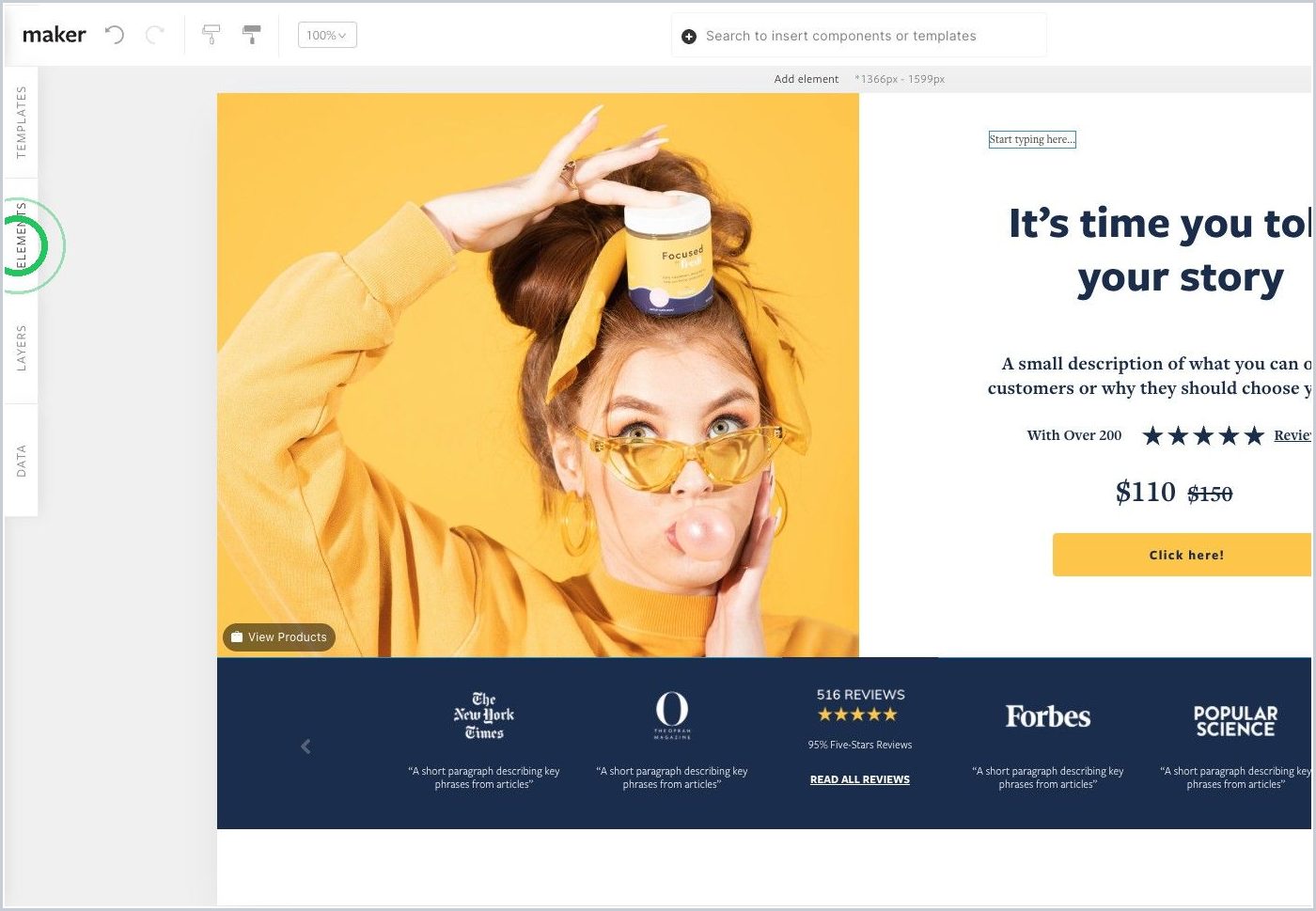 How do I add an element, component, template, or section — step 4