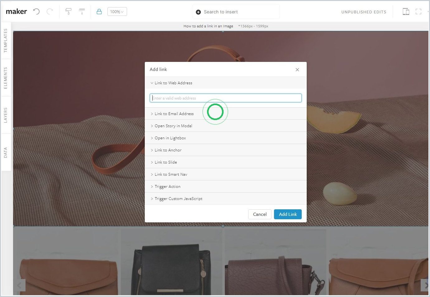 How to add a link in an Image — step 3