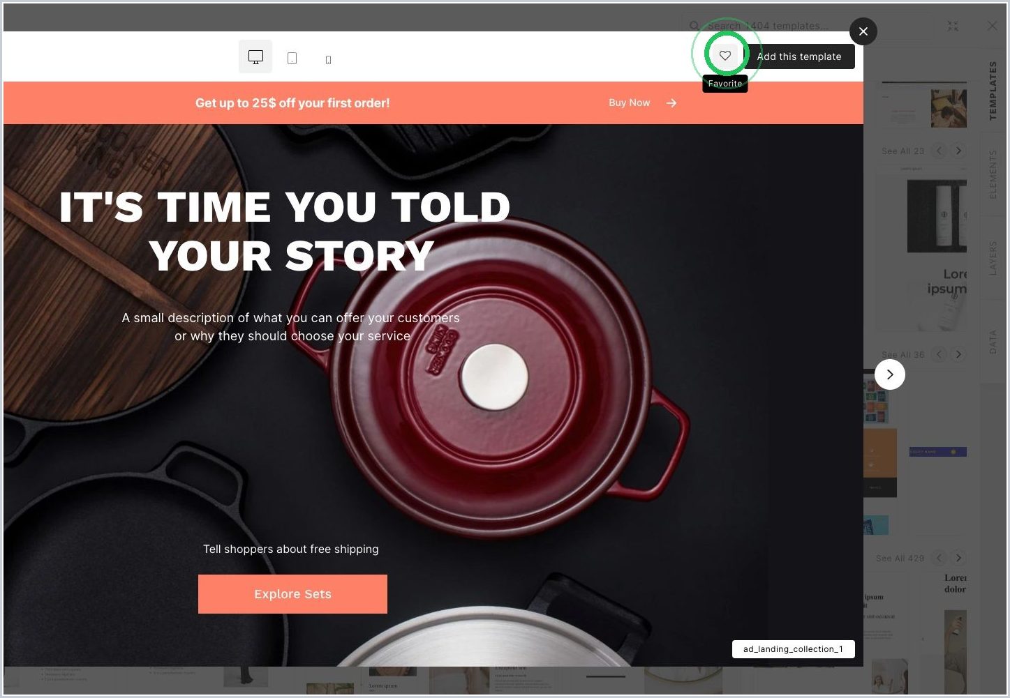 How can you favorite a template in the Template Gallery — step 6