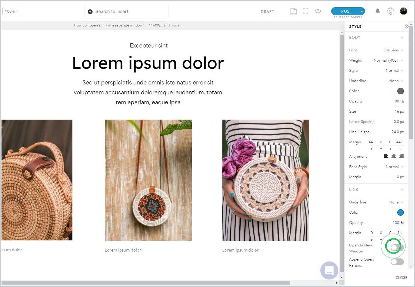 How do I open a link in a new window? — step 5