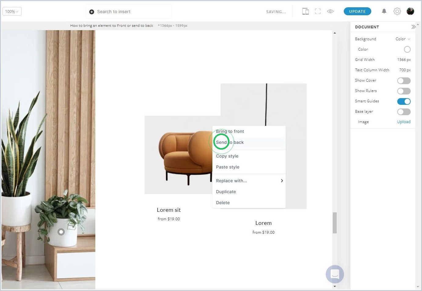 How to bring an element to front or send to back — step 6