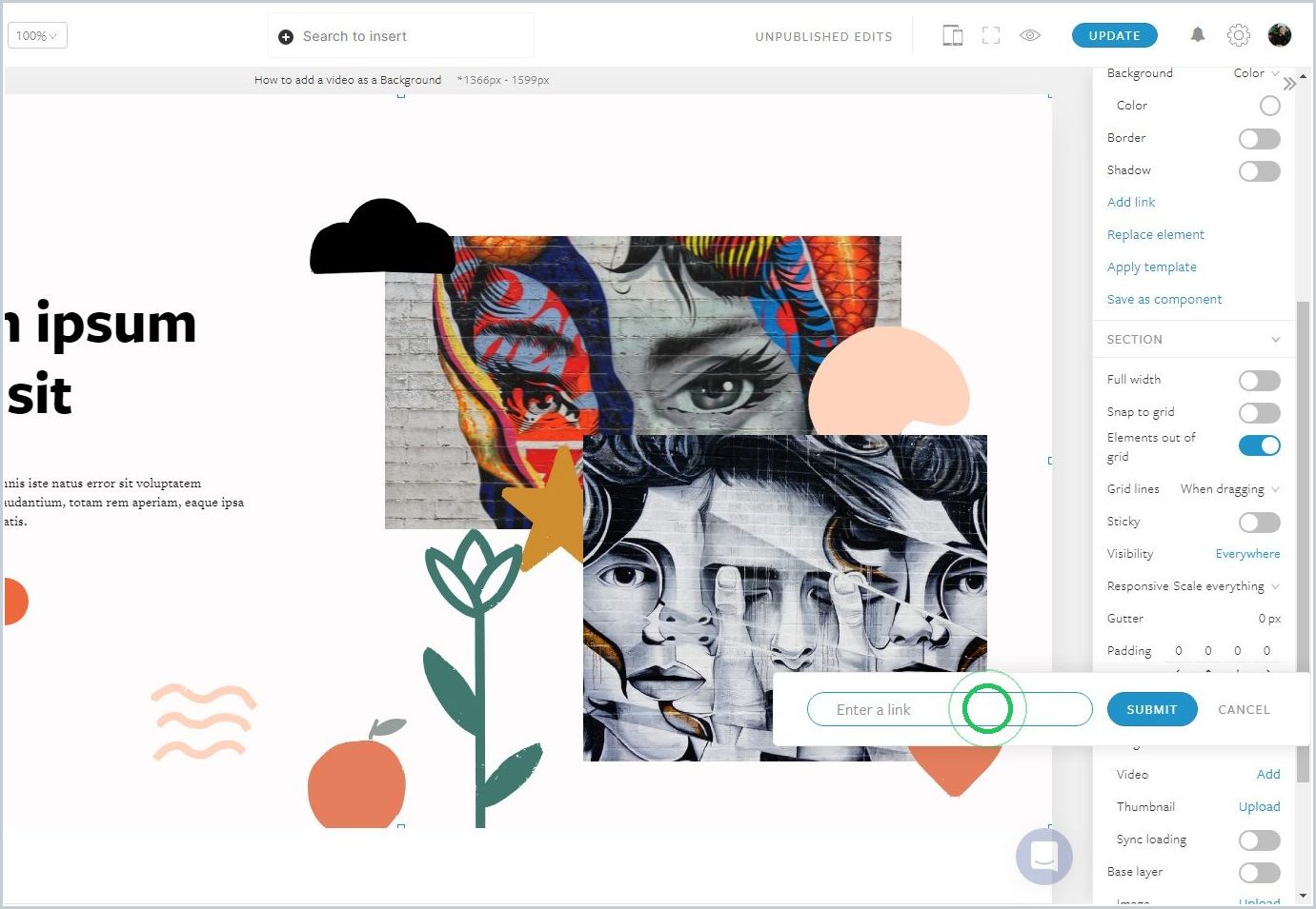 How to add a video as a Section Background — step 5