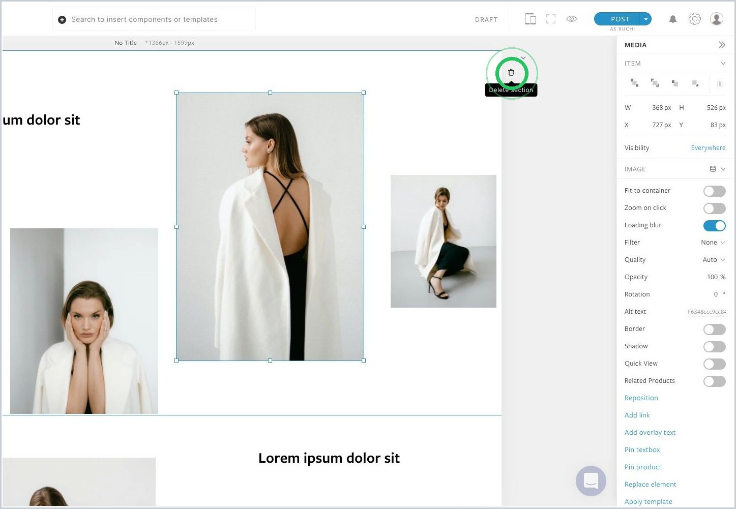 How do I delete a single section from a section slider — step 3