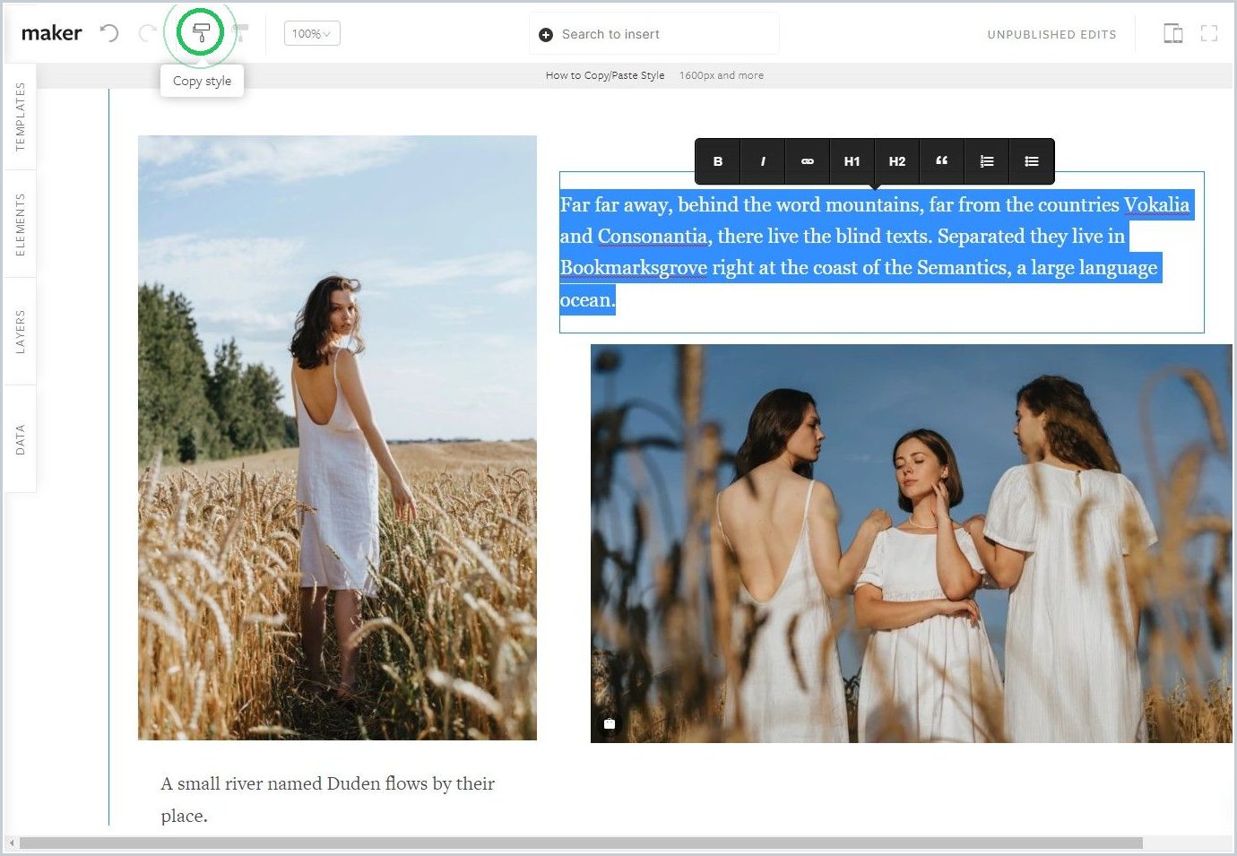 How to Copy/Paste Style — step 2