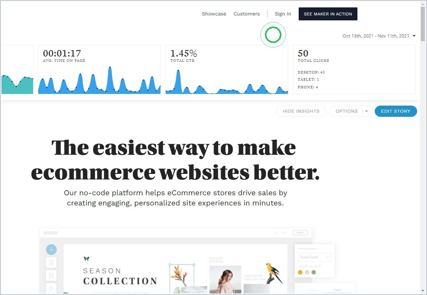 How can I see the analytics for a Maker Story — step 6