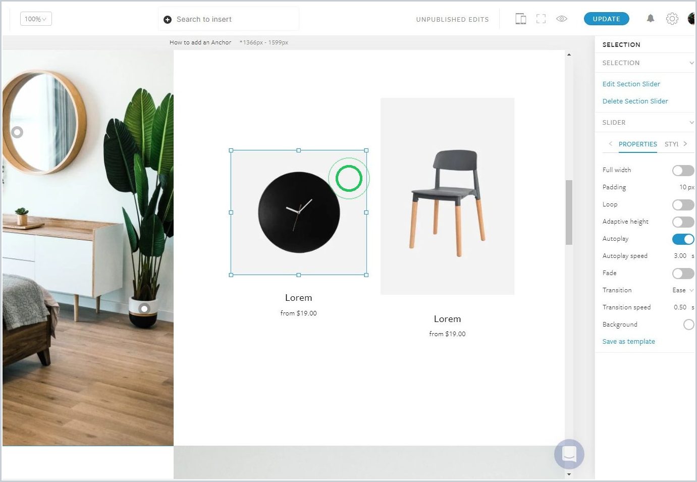 How to add an Anchor to a Section in the Story — step 3